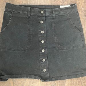 Two by Vince Camuto Black Denim Button Down A-Line Skirt - Size 31/12